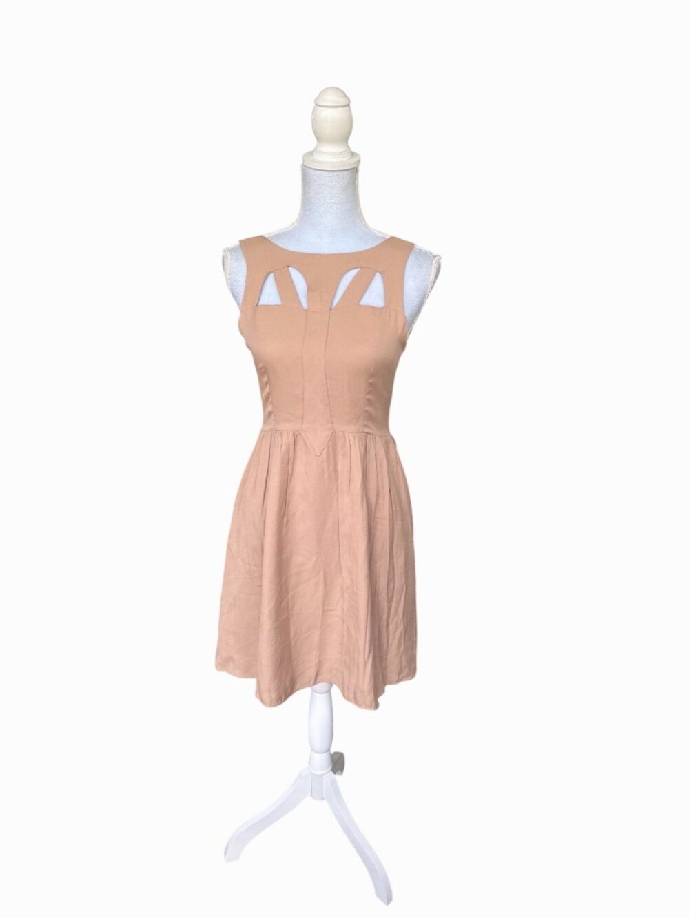 Pinkyotto Cutout Sleeveless Mini Dress Nude Fit & Flare Style
